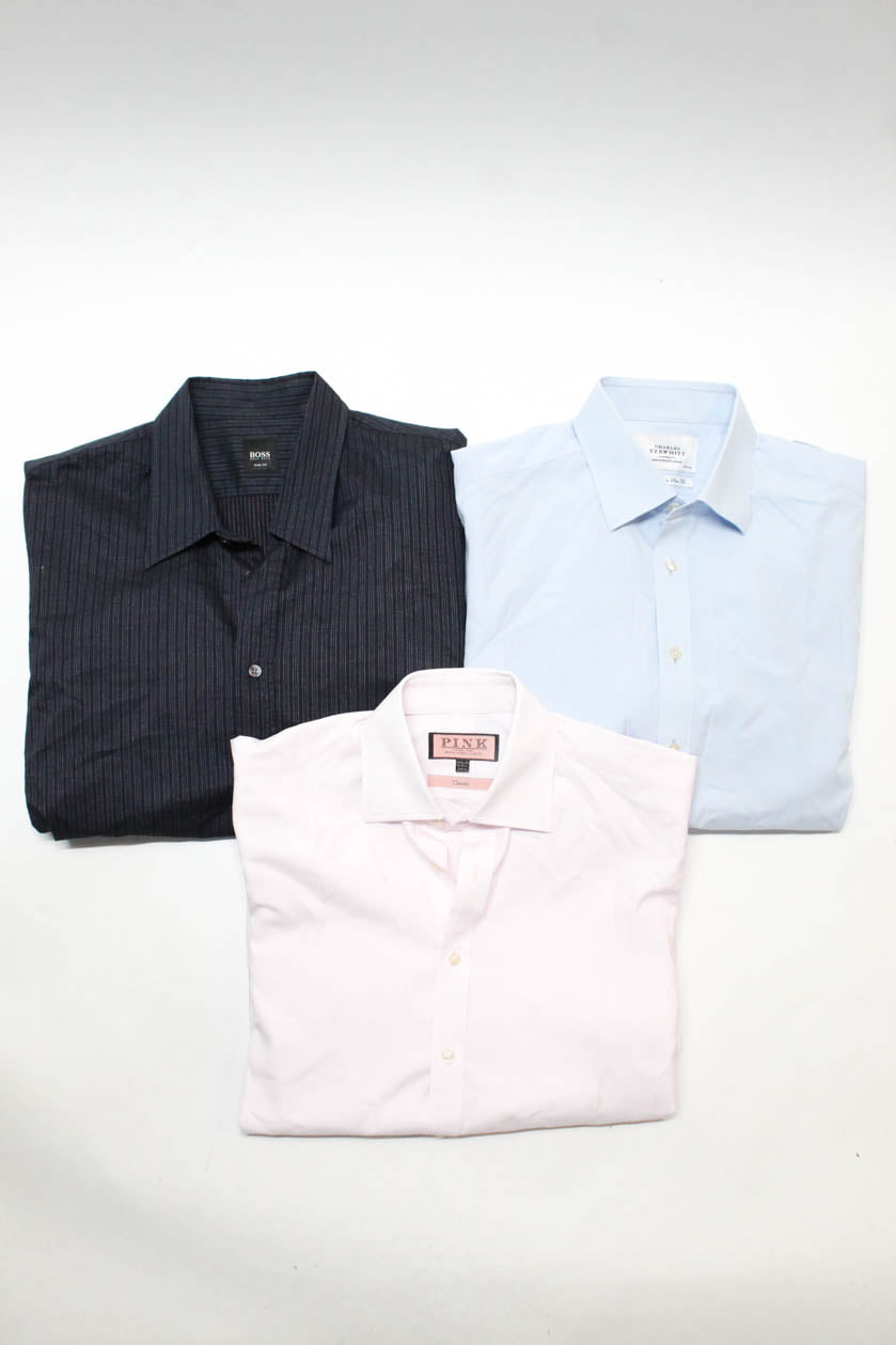 Men's Formal Shirt Bundle Size 15.5"/ 16", Colour pack of White & Blue & Black 