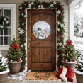 thumbnail image 4 of Welcome Sign for Front Door, Blue Christmas Snowman Round Metal Wall Art Wreaths, Winter Xmas Tree Cardinal on Branch Outdoor Indoor Wall Hanging Sign for Porch Decor Housewarming Gifts 11.8 Inch, 4 of 8