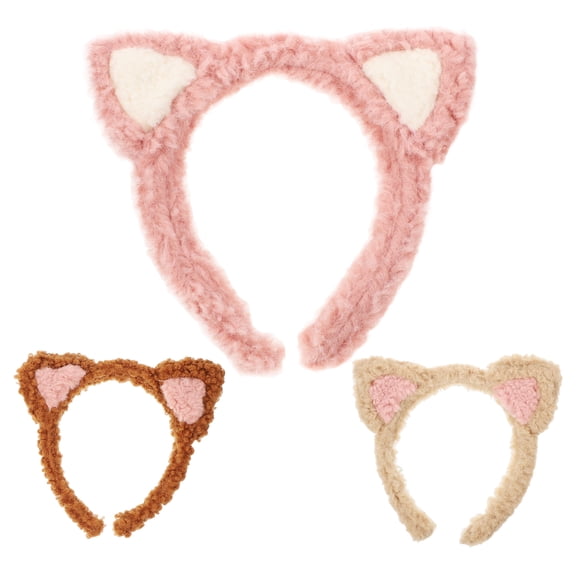 ELAYARD 3Pcs Cute Cat Ear Headbands Fabric Hair Accessories for Face Washing