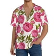 thumbnail image 3 of Honeii 's Rose Flowers for men's short-sleeved button-up collared shirt featuring a pocket, perfect for beach vacations, and travel adventures., 3 of 5