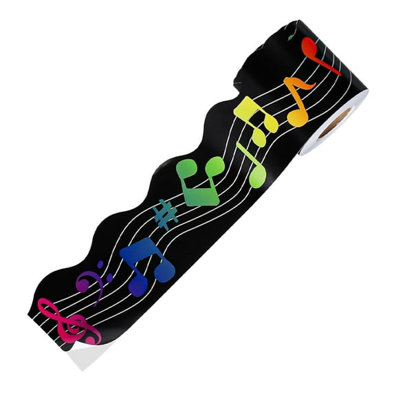 ULTNICE music posters for classroom Musical Notes Bulletin Board Borders Multi Adhesive Material for Classroom 1 Roll