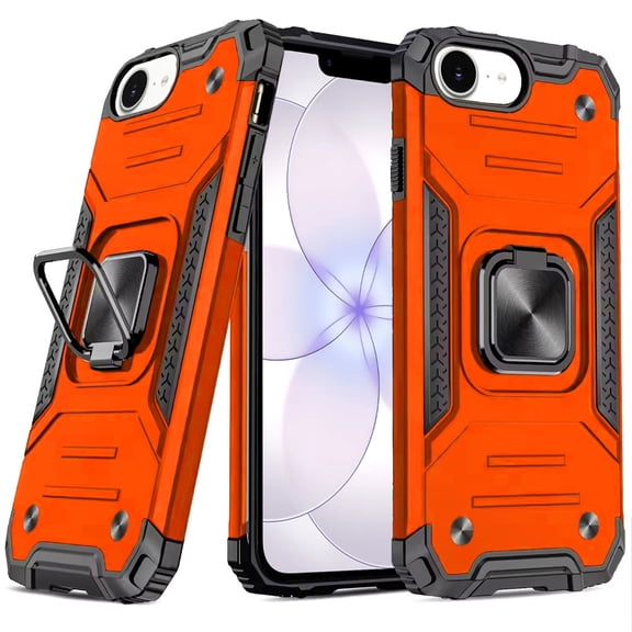 For iPhone 16E (E edition) / SE4 (2025) Robust Magnetic Kickstand Hybrid Case Cover - Cosmic Orange
