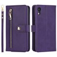thumbnail image 5 of ELEHOLD Luxury Wallet Case for iPhone XR (6.1") Card Slots Zipper Purse Stand Function with Crossbody Strap Wrist Strap PU Leather Shockproof Case for iPhone XR,Purple, 5 of 7