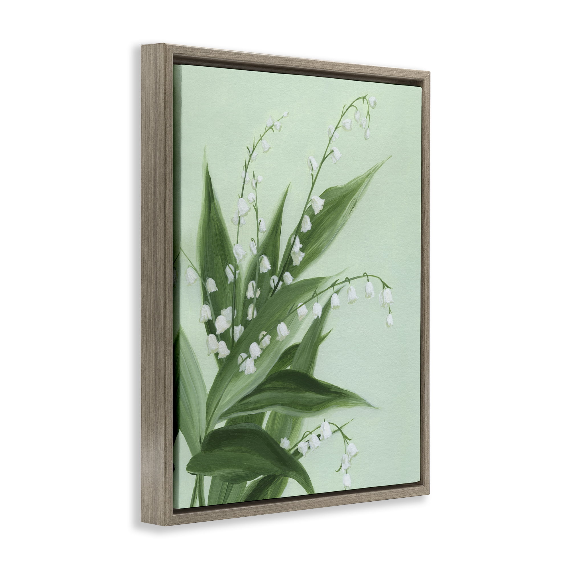 Stupell Industries Verdant Lily Of Valley Brown Framed Floater Canvas Wall Art, design by Grace Popp