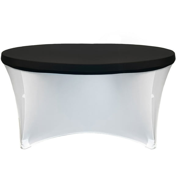 Stretch Spandex 6 ft Round Table Topper/Cap Black