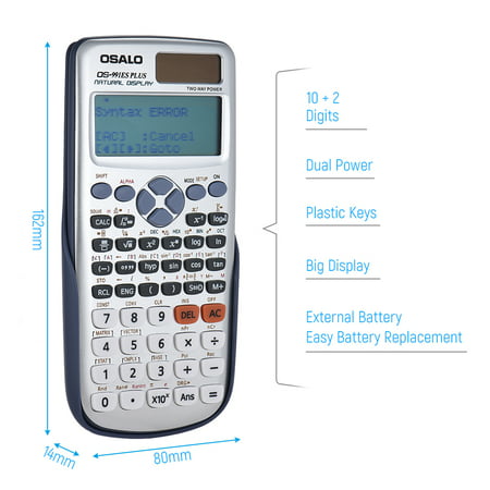 OSALO OS-991ES PLUS Engineering Scientific Calculator Dual Power Supply Calculadora with Button Battery 417 Functions for Scientific Calculator College Entrance