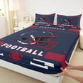 thumbnail image 3 of Manfei Football Sport Bed Sheets,Rugby Helmet King Sheets,Deepblue Red Sheet Set For Boys Kids,Luxury Bedroom Decor,4-Piece, 3 of 7