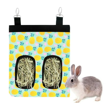 CHBORLESS Rabbit Hay Feeder Bag Bunny Guinea Pig Hanging Hay Feeder Storage Bag (Pineapple)