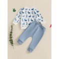 thumbnail image 6 of Baby Toddler Boys Easter Outfit Sets, 3 6 12 18 24 Months 2T 3T Long Sleeve Crew Neck Bunny Print Sweatshirt with Elastic Waist Sweatpants Infant Clothes Set, 6 of 9