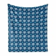 thumbnail image 1 of Ikat Soft Flannel Fleece Throw Blanket, Hand Drawn Doodle Diagonal Squares with Sketchy Look in Blue Shades, Cozy Plush for Indoor and Outdoor Use, 50" x 60", Pale Blue Dark Blue, by Ambesonne, 1 of 6