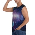 thumbnail image 3 of Lsque Planets Stars And Galaxies1 Print Men's Cotton Blend Sleeveless Muscle Shirts (S-3XL)- Moisture Wicking, Odor Protection, UPF 30+,3X-Large, 3 of 8