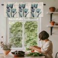 thumbnail image 5 of Tulips Flowers Abstract Window Valance Curtain Green Spring Plant Leaf Rod Pocket Short Curtain for Living Room, Bedroom & Kitchen Window Decor 60x18in, 5 of 8
