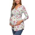 thumbnail image 6 of asdoklhq Maternity Clothes for Women Clearance, Flowers Leaf Print Long Sleeve Waistband Maternity Breastfeeding Clothe Top, 6 of 9