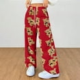 thumbnail image 4 of VINUSLI Plus Size Fleece Lined Pants Elastic Waist Drawstring Fuzzy Plush Teddy Bear Pajama Pant Wide Leg Lounge Pant Red,S, 4 of 8