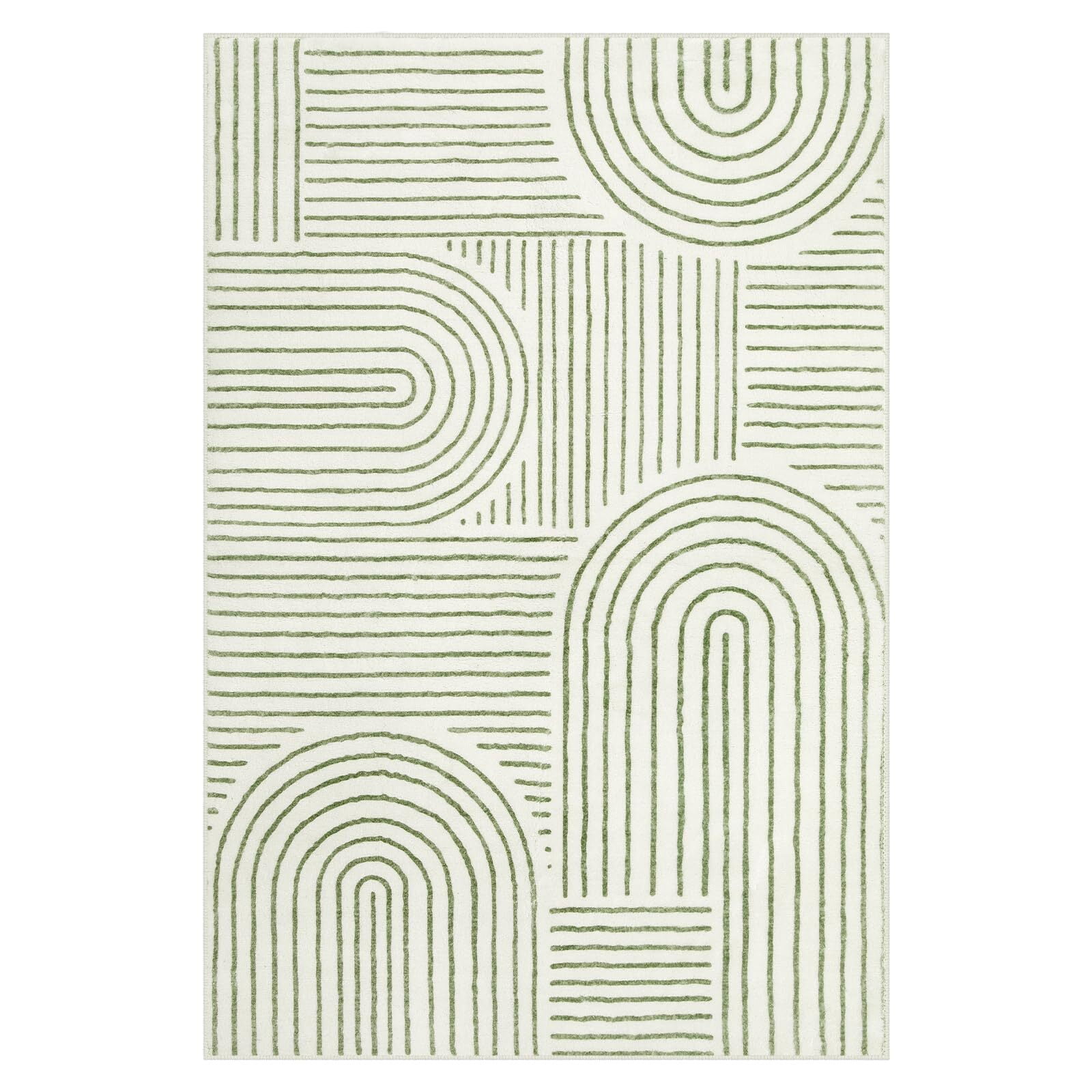 Moynesa 5'x7' Abstract Washable Rug, Soft Bedroom Rug Non-Slip Area Rugs for Living Room , Ultra-Thin Modern Accent Rug Large Indoor Carpet for Dining Room Office Dorm Playroom, Green