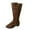 Brown, variant on Fesfesfes Wide Calf Boots For Women Mid Heel Knee Boots Leopard Print Boots Side Zipper Fashion Casual Ladies Boots US:5.5(36)