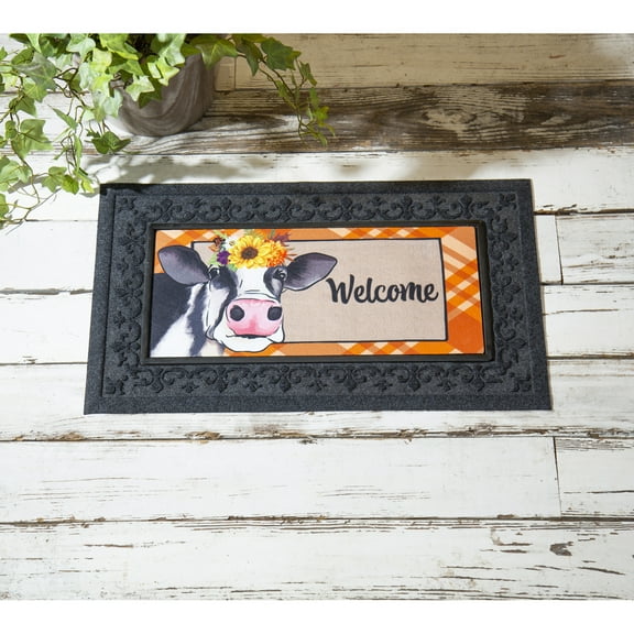 Evergreen Fall Cow Sassafras Indoor Outdoor Switch Doormat 1'10"x10" Multicolored