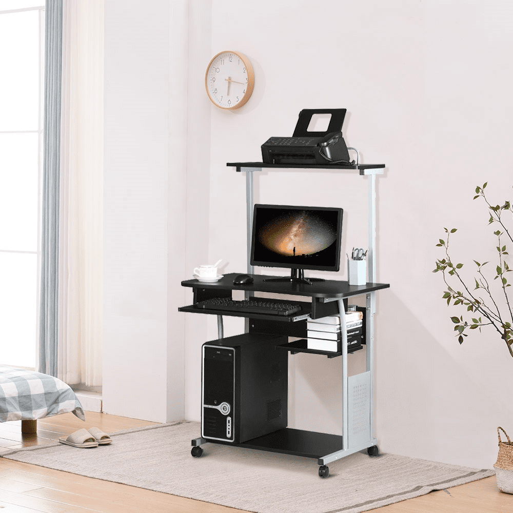 Renwick 2 Tiers Computer Desk for Home Office School, Black