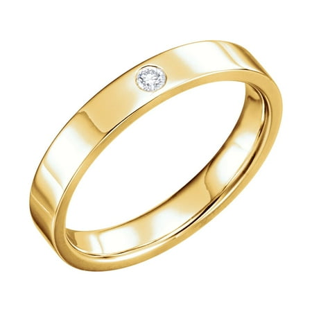 14k 2.5 Mm Diamond - Jewels By Lux 14K Yellow Gold 4 mm 2.5 mm Polished .06 Ctw Diamond Flat Comfort Fit Wedding Ring Band Size 11