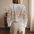 thumbnail image 6 of Floral Linen Shirt for Women Spring Summer Boho Front Button Down Tops Vintage Casual Long Sleeve Oversized Tees Top, 6 of 6