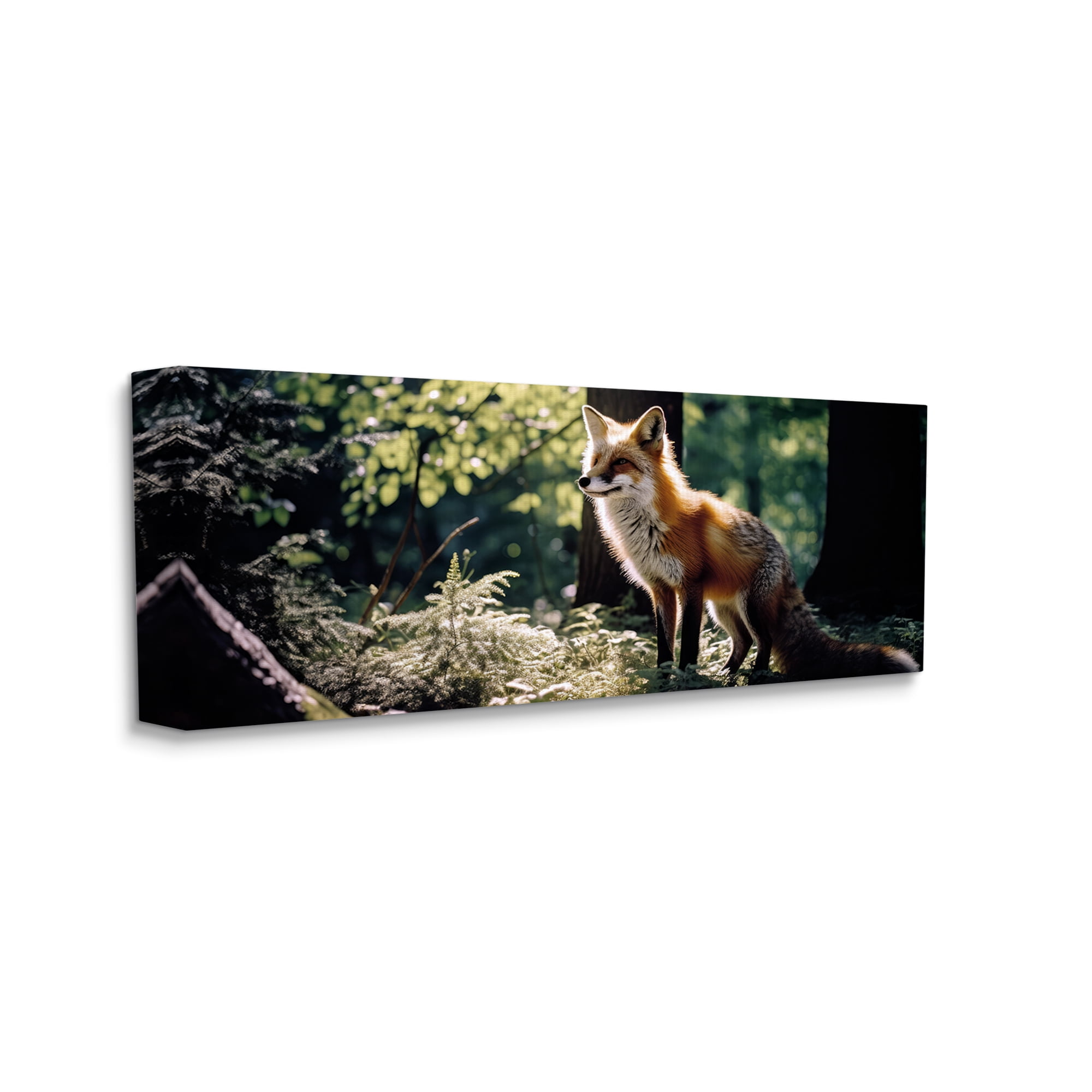 Stupell Industries Fox in Sunlit Forest Animals & Insects Photography Gallery Wrapped Canvas Art Print Wall Art, 30 x 13