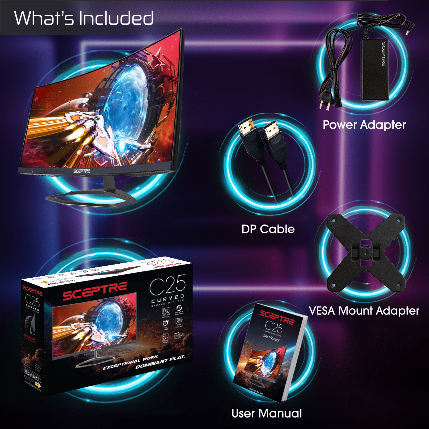 Sceptre Curved 24.5inch Gaming Monitor up to 240Hz 1080p R1500 1ms