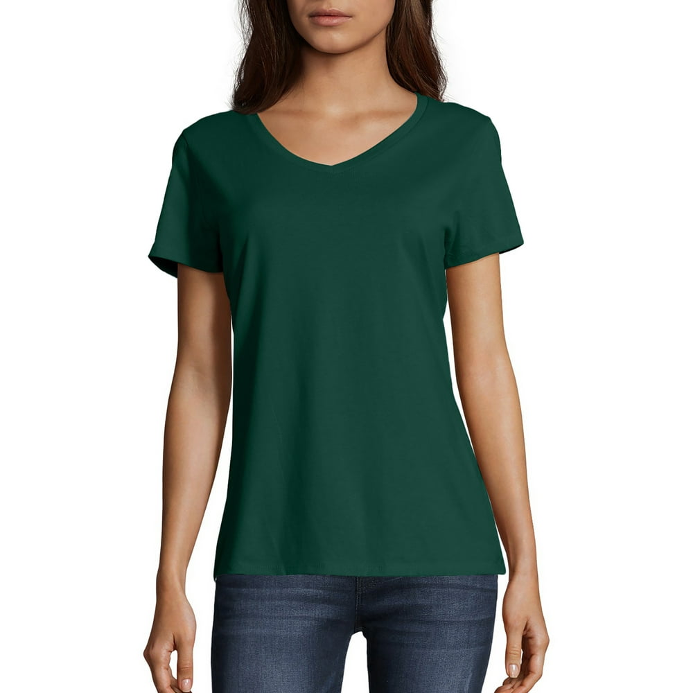Hanes - Hanes Women's Nano-T V-Neck T-Shirt - Walmart.com - Walmart.com