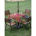 thumbnail image 4 of Outdoor Tablecloths with Umbrella Hole & Zipper, Colorful Ethnic 60x60 Inch Square Tablecloths, Modern Abstract National Geometric Red Waterproof Table Cloth, Patio/Pool/Picnic Table Covers, 4 of 8