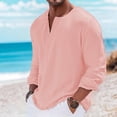 thumbnail image 3 of LIaqionyy Shirts for Mens V Neck Casual Long Sleeve Tops Breathable Fashion Summer Vacation Shirt Clothes, 3 of 6