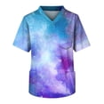 thumbnail image 1 of Men's Short Sleeve V Neck Star Print Chest Pocket Work Top XL, 1 of 3