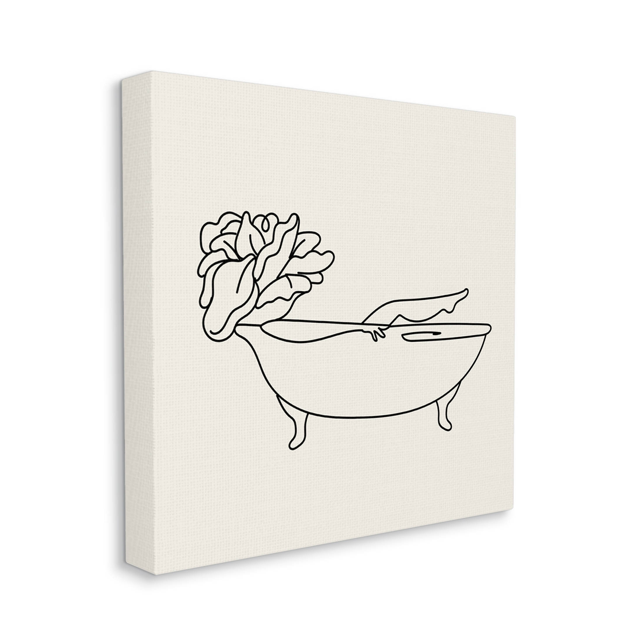 Floral Person Bathing Line Doodle Botanical & Floral Graphic Art Gallery Wrapped Canvas Print Wall Art