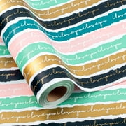 Flyhill Reversible Mermaid Wrapping Paper Roll,Metallic Foil Whale,Turtle and Sea Creature with Pink Polka Dot for Kids,GirlsBirthday,Baby Shower,Mini Roll (17 IN x 32.8 FT)