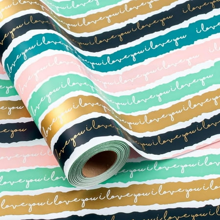 Flyhill Reversible Mermaid Wrapping Paper Roll,Metallic Foil Whale,Turtle and Sea Creature with Pink Polka Dot for Kids,GirlsBirthday,Baby Shower,Mini Roll (17 IN x 32.8 FT)