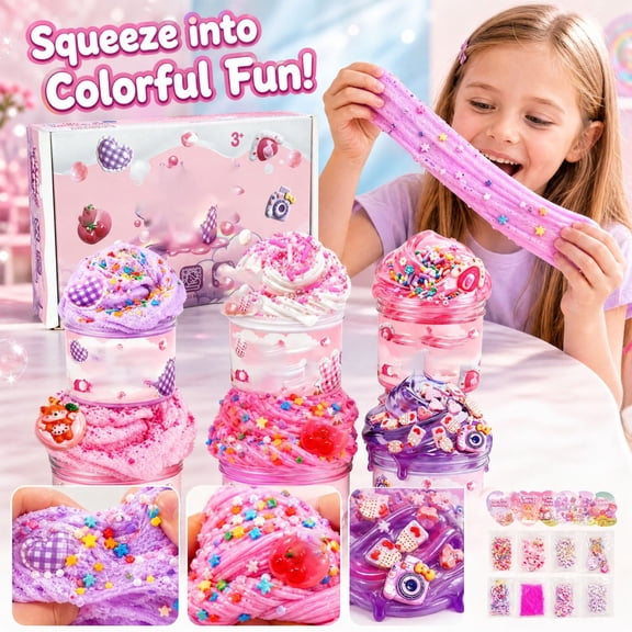6 Pack Butter Slime Kits for Girls & Boys, DIY Super Soft Non‑Sticky Cloud Slime Fidget Toys, Stress Relief Slime Kit for Classroom Prizes, Birthday & Christmas Party Favor Gifts for Kids