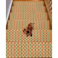 thumbnail image 2 of Orange Green Geometric Stair Treads for Wooden Steps Indoor Runner Rug Carpet, Abstract Moire Modern Vintage 10 Pieces Peel and Stick Staircase Step Treads Covers Washable Throw Door Mats, 30"x8", 2 of 6
