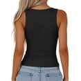 thumbnail image 4 of Womens Tank Tops 2026 Scoop Neck Ribbed Sleeveless Top Casual Basic Slim Fitted Cami Tee Shirts Black L, 4 of 5