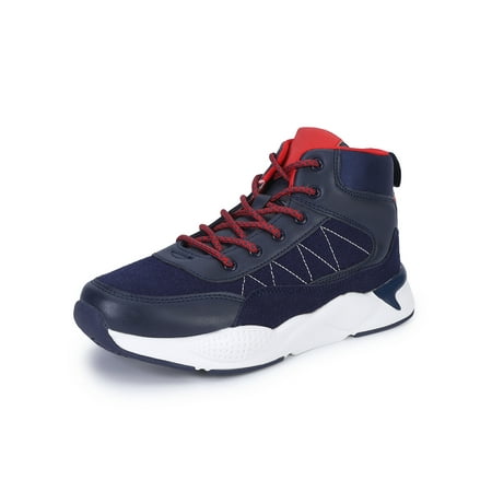 

OYang Kids Anti-Slip Hiking Boots Outdoor Trekking Walking Shoes Boys Mid Lace Comfortable Boot -Dark Blue Size 13