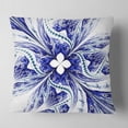 thumbnail image 2 of Designart Symmetrical Blue White Fractal Flower - Floral Throw Pillow - 18x18, 2 of 5