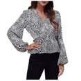 thumbnail image 2 of ICHUANYI Clearance Fashion Women Elegant Sexy Casual Long Sleeve Chiffon Shirt Tops Blouse(Black, M) ICHUANYI WER2023081503883, 2 of 9