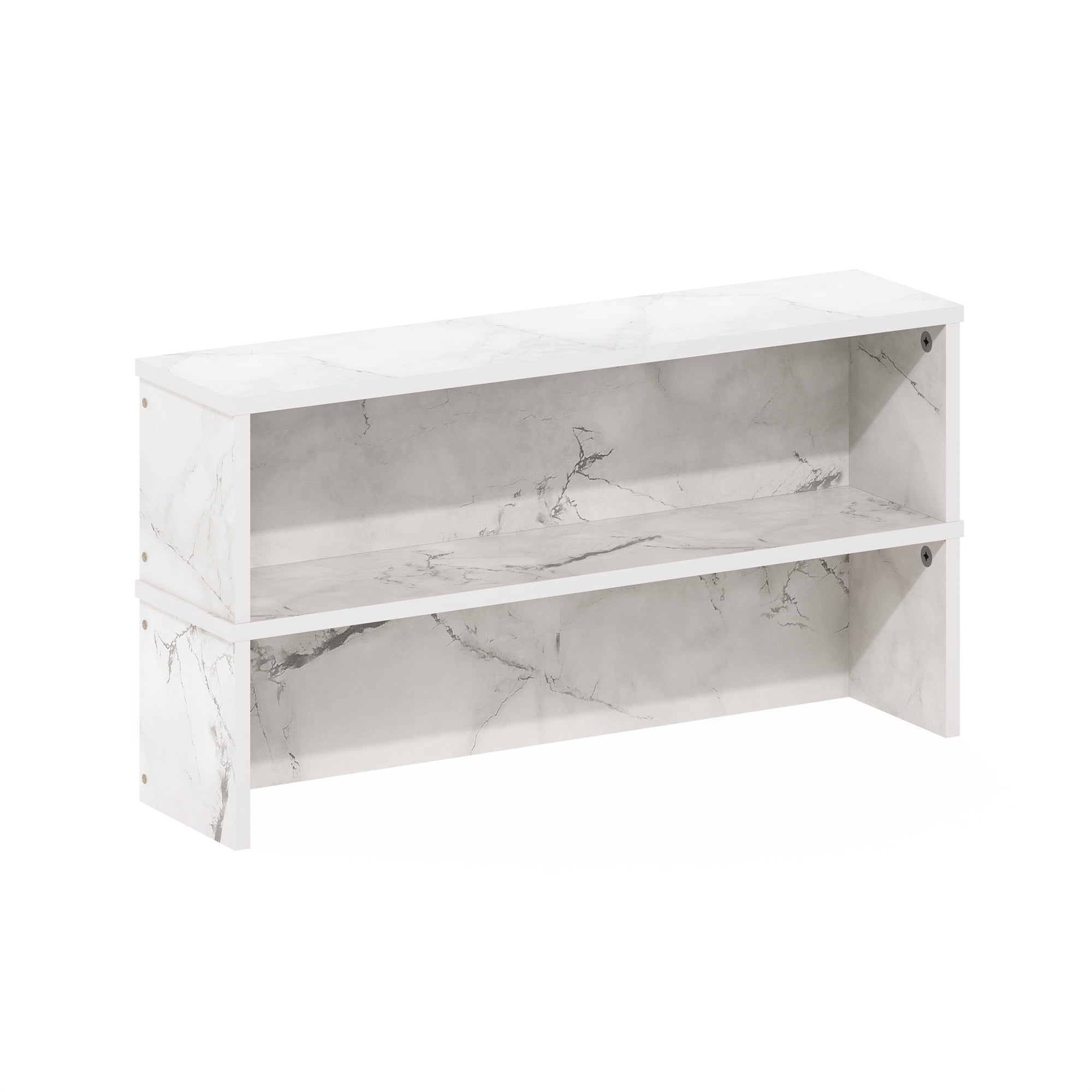 Furinno Helena 23Inch Kitchen Counter Stackable Organizer Shelf, Marble White, Set of 2