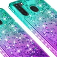thumbnail image 4 of Compatible for Samsung Galaxy A21 Case with Tempered Glass Screen Protector SOGA Diamond Liquid Quicksand Cover Cute Girl Women Phone Case - Teal / Purple, 4 of 5