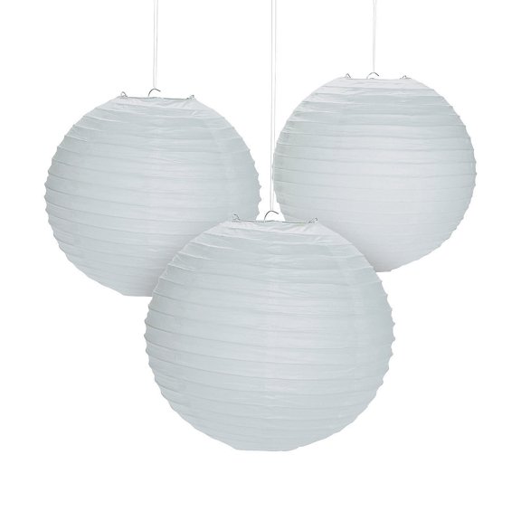 WHITE HANGING PAPER LANTERNS - Party Decor - 6 Pieces