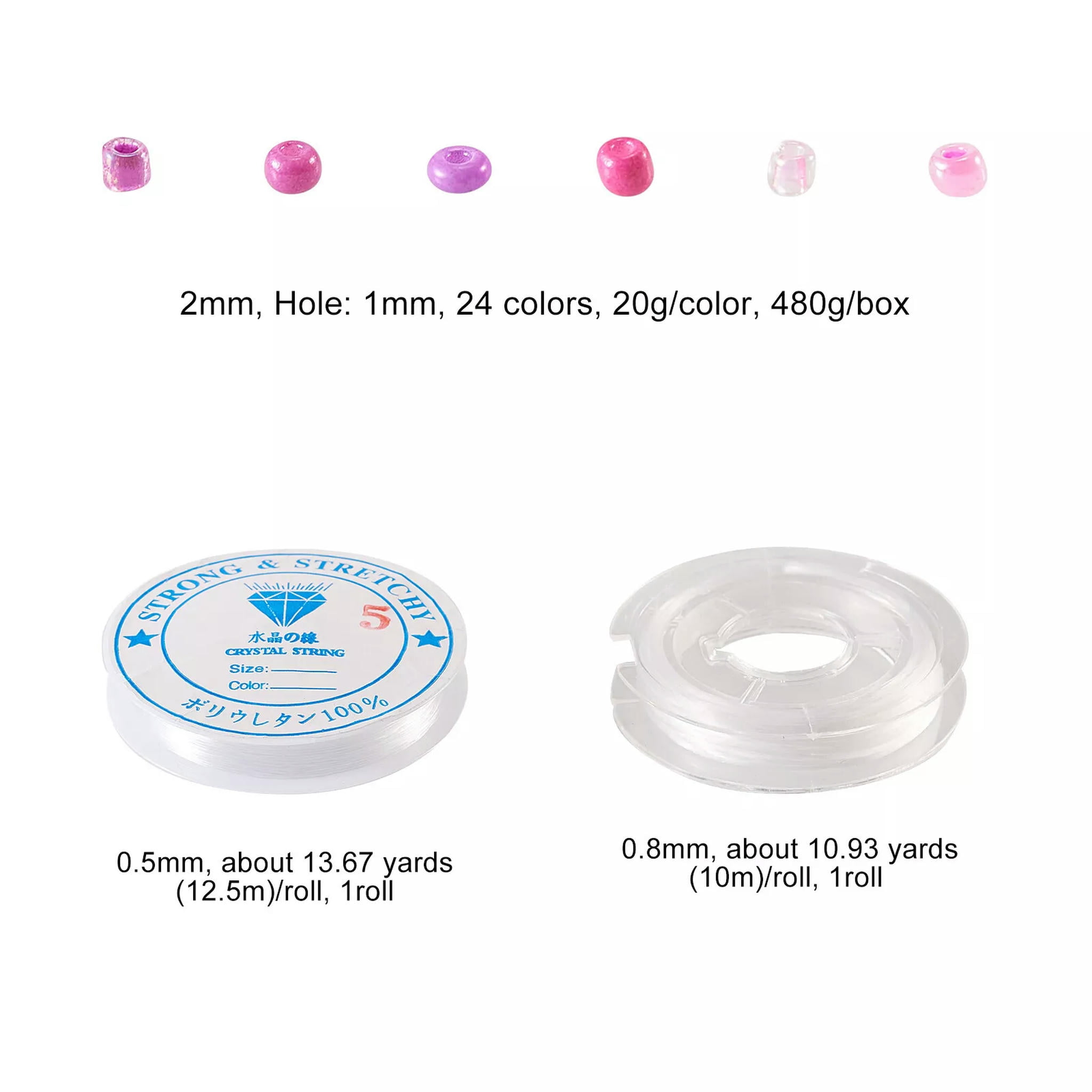 U8MO Glass Seed Beads with Beading Needles Elastic Crystal Thread for Jewelry Tools