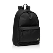 LACOSTE Mens Black Canvas Back Mesh Padding Top Handle Solid Embroidered Logo Double Flat Strap Backpack