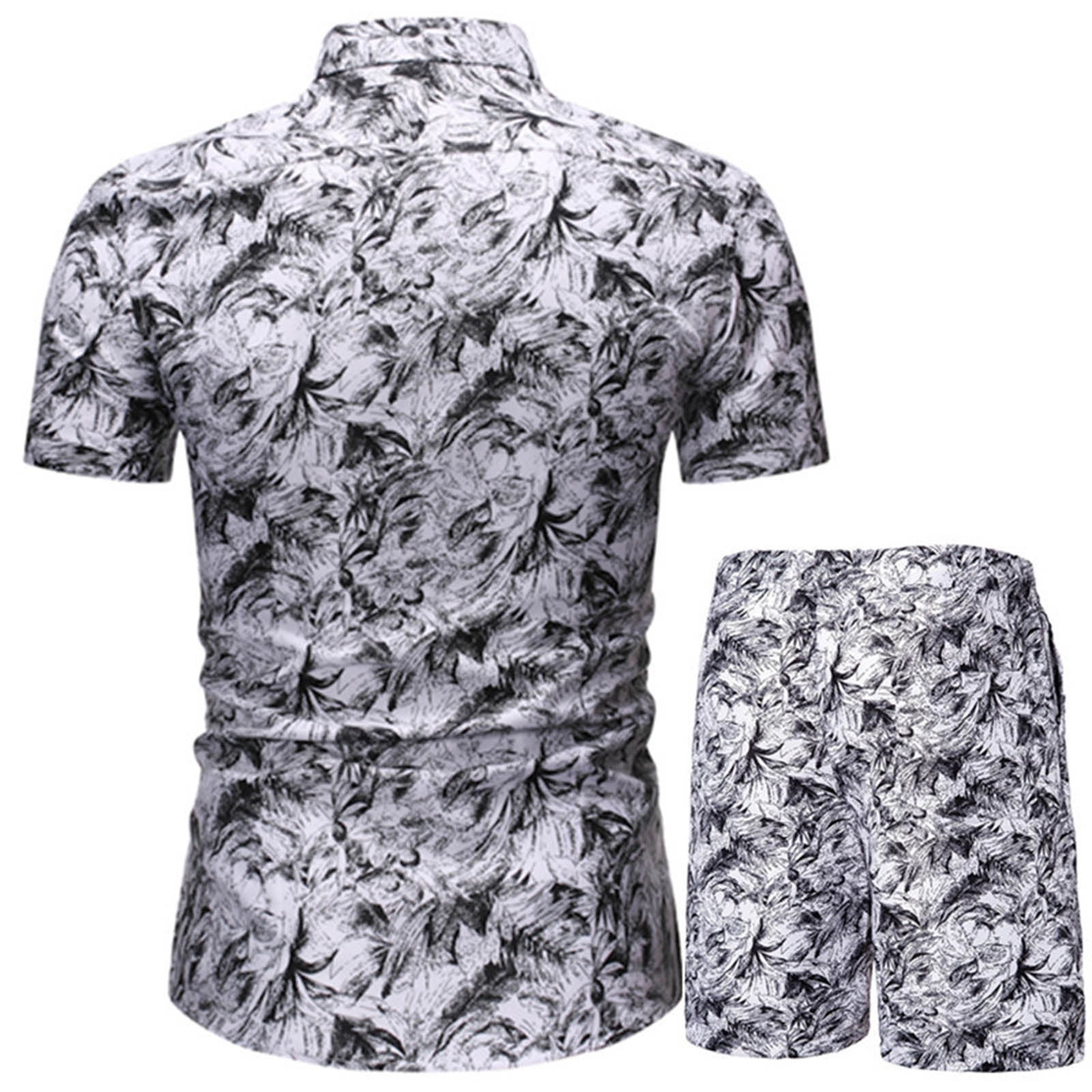 INCERUN Mens Short Swim wear Beach Hippie Causal Tee Shirt Shorts Loungwear Suit
