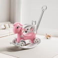thumbnail image 2 of GVCXZBSS Unicorn Rocking Horse Pink Toddler Balance Bike Ride On Toy 4 Wheels, 2 of 15