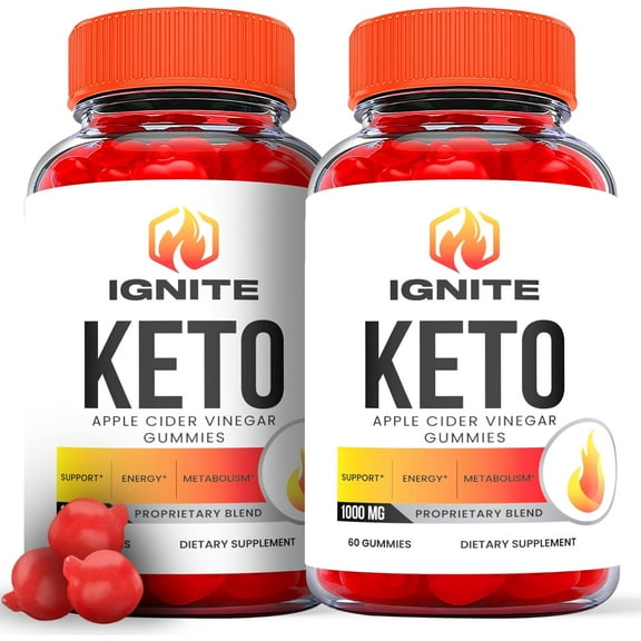 (2 Pack) Ignite Keto ACV Gummies - Apple Cider Vinegar Supplement for Weight Loss - Energy & Focus Boosting Dietary Supplements for Weight Management & Metabolism - Fat Burn - 120 Gummies