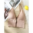thumbnail image 2 of Diconna Women Solid Color Ribbed Bra Zipper Low Cut Sleeveless Backless Bra, 2 of 7