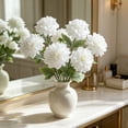 thumbnail image 5 of Gallickan 1pc 3-Head Artificial Dahlia Flower, 25.19in Faux Silk Large Bloom Stem, Realistic Peony for Home Table Wedding Decor, White, Style F, 5 of 6