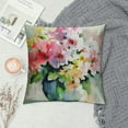 thumbnail image 2 of Fenyluxe Floral Throw Pillow Cushion Cover, Hydrangea Flower Bouquet in Watercolor Blossoms Botany Petals Image, Decorative Square Accent Pillow Case, Forest Green Yellow Pink 22x22in, 2 of 5